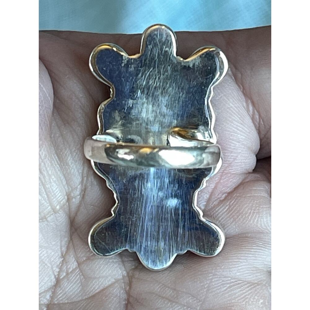 Native Style Southwest Turquoise Cluster Ring Sterling Silver Adjustable Long - Picture 7 of 10